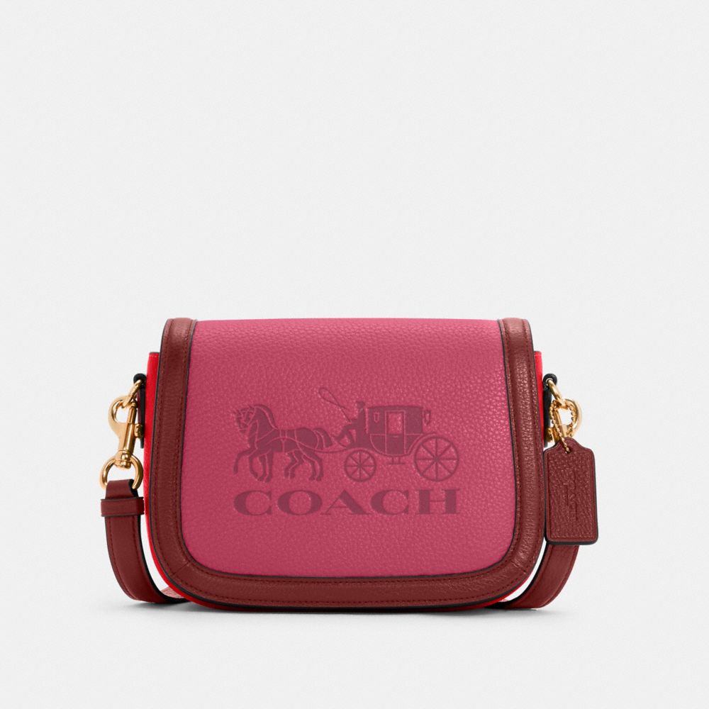 COACH C5776 SADDLE IN COLORBLOCK WITH HORSE AND CARRIAGE IM/BRIGHT VIOLET MULTI