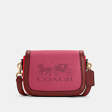 COACH C5776 SADDLE IN COLORBLOCK WITH HORSE AND CARRIAGE IM/BRIGHT-VIOLET-MULTI