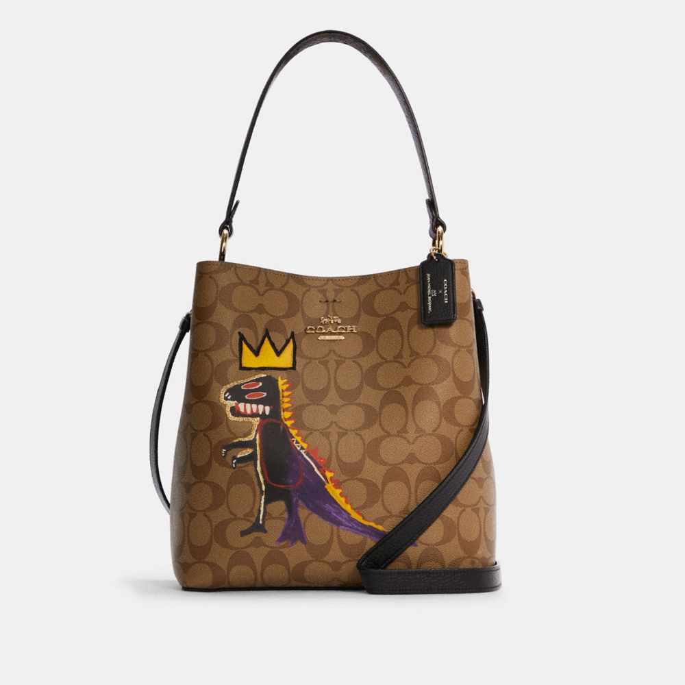 COACH C5787 Coach X Jean-michel Basquiat Town Bucket Bag In Signature Canvas IM/KHAKI MULTI