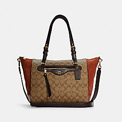 Kleo Carryall In Signature Canvas - GOLD/KHAKI MULTI - COACH C5789