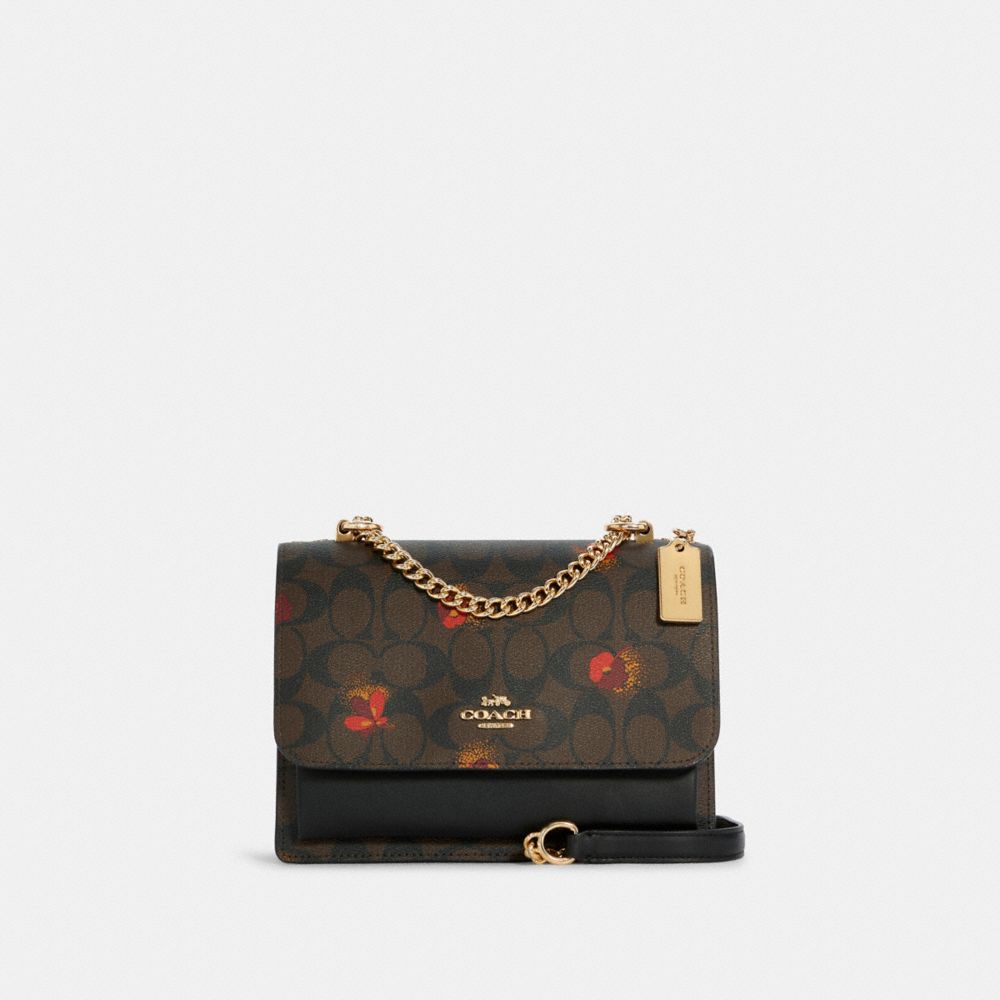 Klare Crossbody In Signature Canvas With Pop Floral Print - GOLD/BROWN BLACK MULTI - COACH C5797