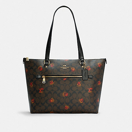COACH C5803 Gallery Tote In Signature Canvas With Pop Floral Print GOLD/BROWN-BLACK-MULTI
