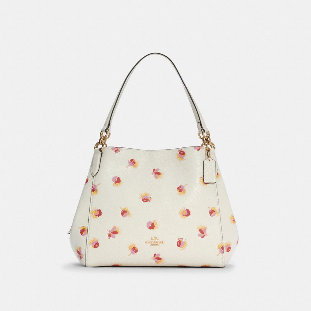 COACH Hallie Shoulder Bag With Pop Floral Print - GOLD/CHALK MULTI - C5804