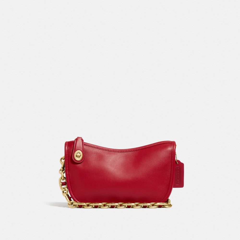 COACH C5812 Swinger Bag With Chain Brass/Red Apple