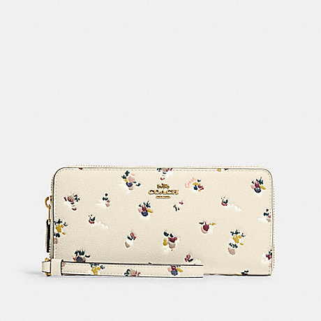 COACH C5876 Continental Wallet With Paint Dab Floral Print BRASS/CHALK-MULTI