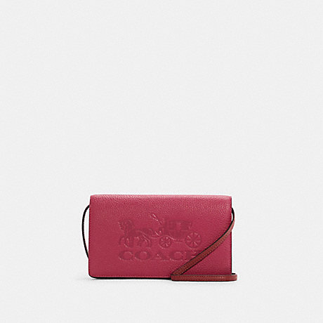 COACH ANNA FOLDOVER CLUTCH CROSSBODY IN COLORBLOCK WITH HORSE AND CARRIAGE - IM/BRIGHT VIOLET MULTI - C5887