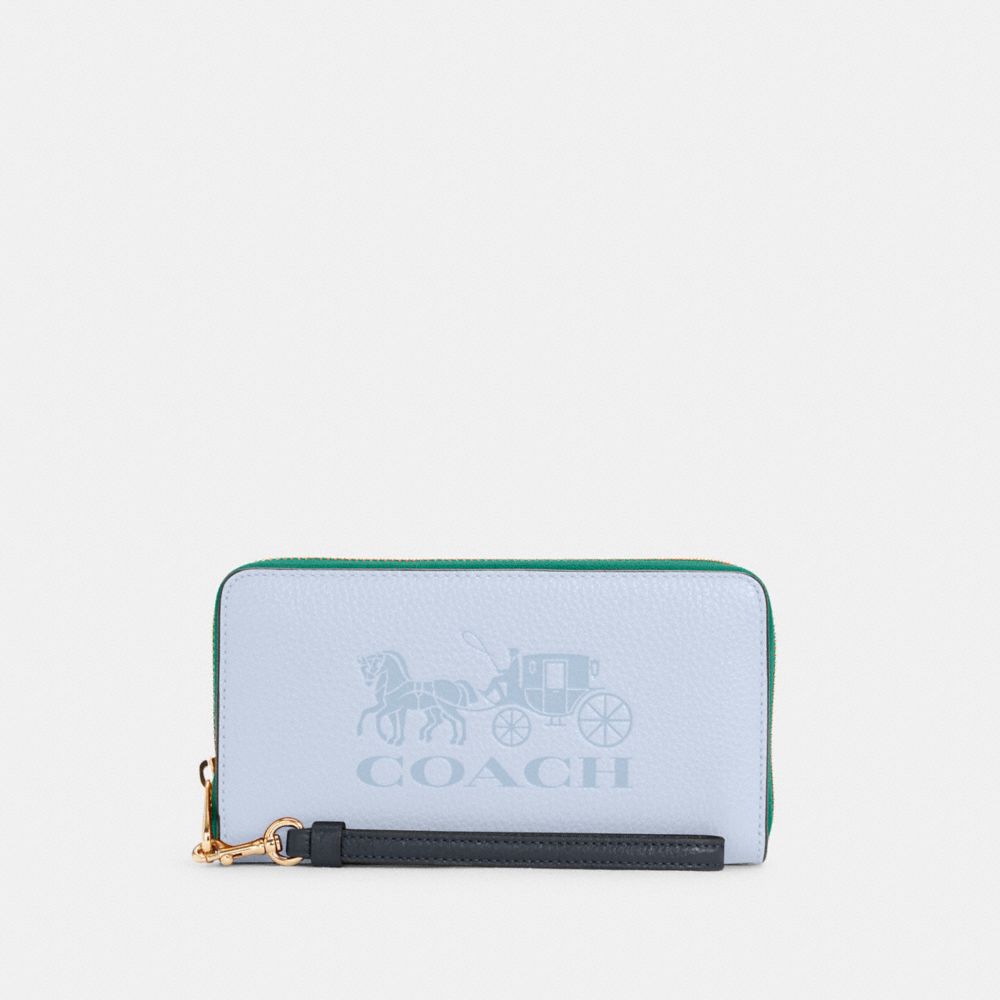 COACH C5889 LONG ZIP AROUND WALLET IN COLORBLOCK WITH HORSE AND CARRIAGE IM/TWILIGHT MULTI