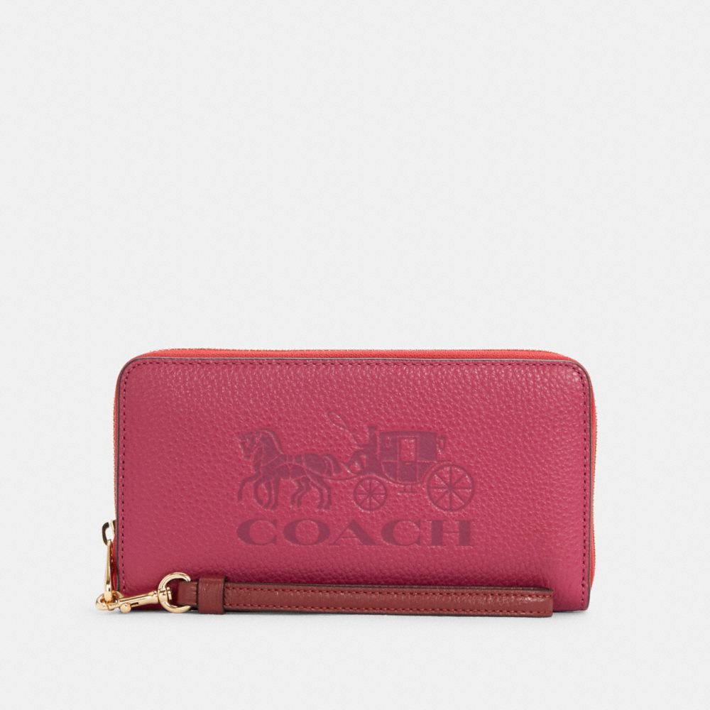 COACH C5889 Long Zip Around Wallet In Colorblock With Horse And Carriage IM/BRIGHT VIOLET MULTI