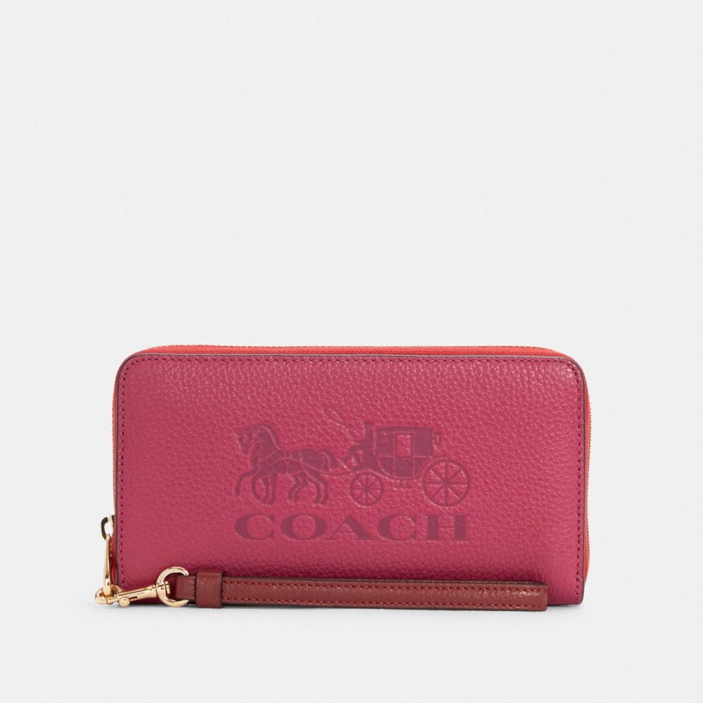 COACH C5889 LONG ZIP AROUND WALLET IN COLORBLOCK WITH HORSE AND CARRIAGE IM/BRIGHT VIOLET MULTI