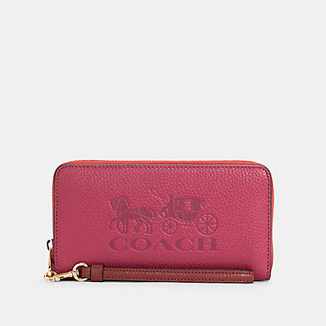 COACH C5889 LONG ZIP AROUND WALLET IN COLORBLOCK WITH HORSE AND CARRIAGE IM/BRIGHT VIOLET MULTI