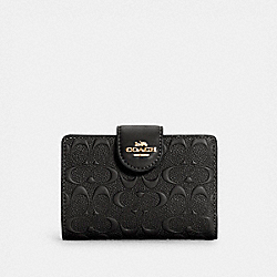 COACH C5896 Medium Corner Zip Wallet In Signature Leather IM/BLACK