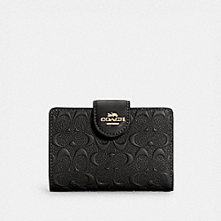 MEDIUM CORNER ZIP WALLET IN SIGNATURE LEATHER - C5896 - IM/BLACK