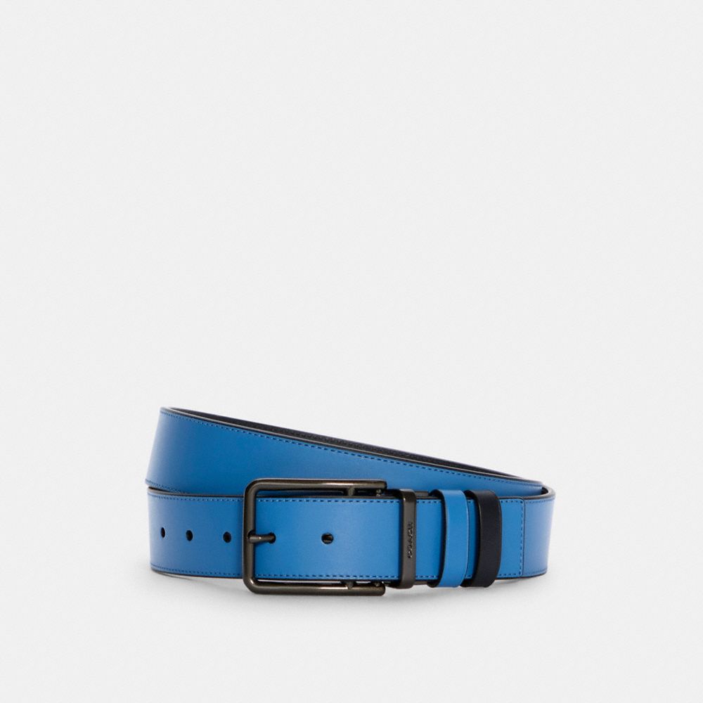 COACH DOUBLE BAR BUCKLE CUT-TO-SIZE REVERSIBLE BELT, 38MM - QB/RACER BLUE/MIDNIGHT NAVY - C5939