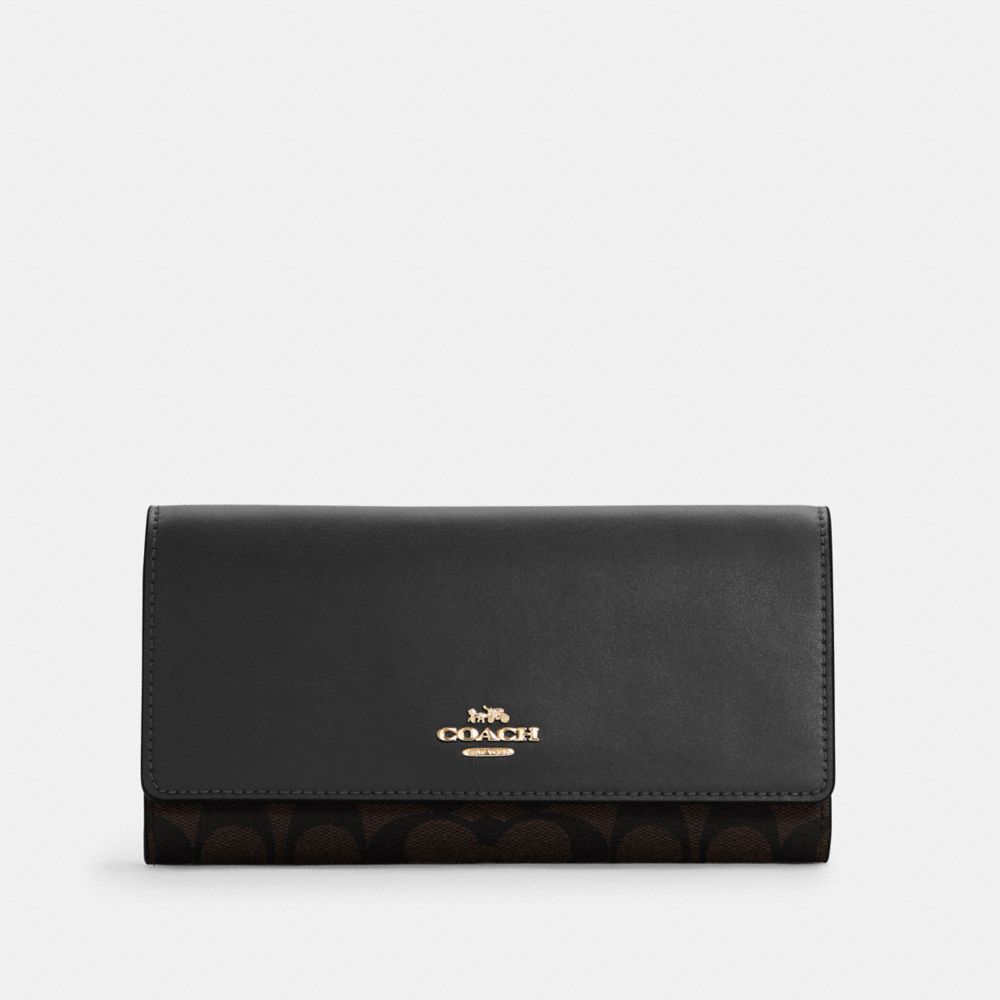 COACH SLIM TRIFOLD WALLET IN SIGNATURE CANVAS - ONE COLOR - C5966