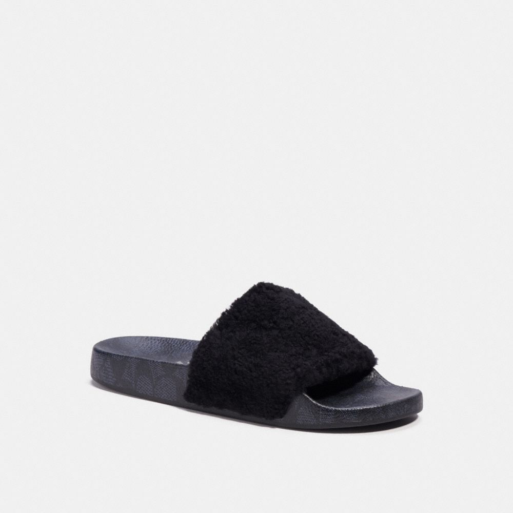 Slide With Shearling - C5973 - BLACK