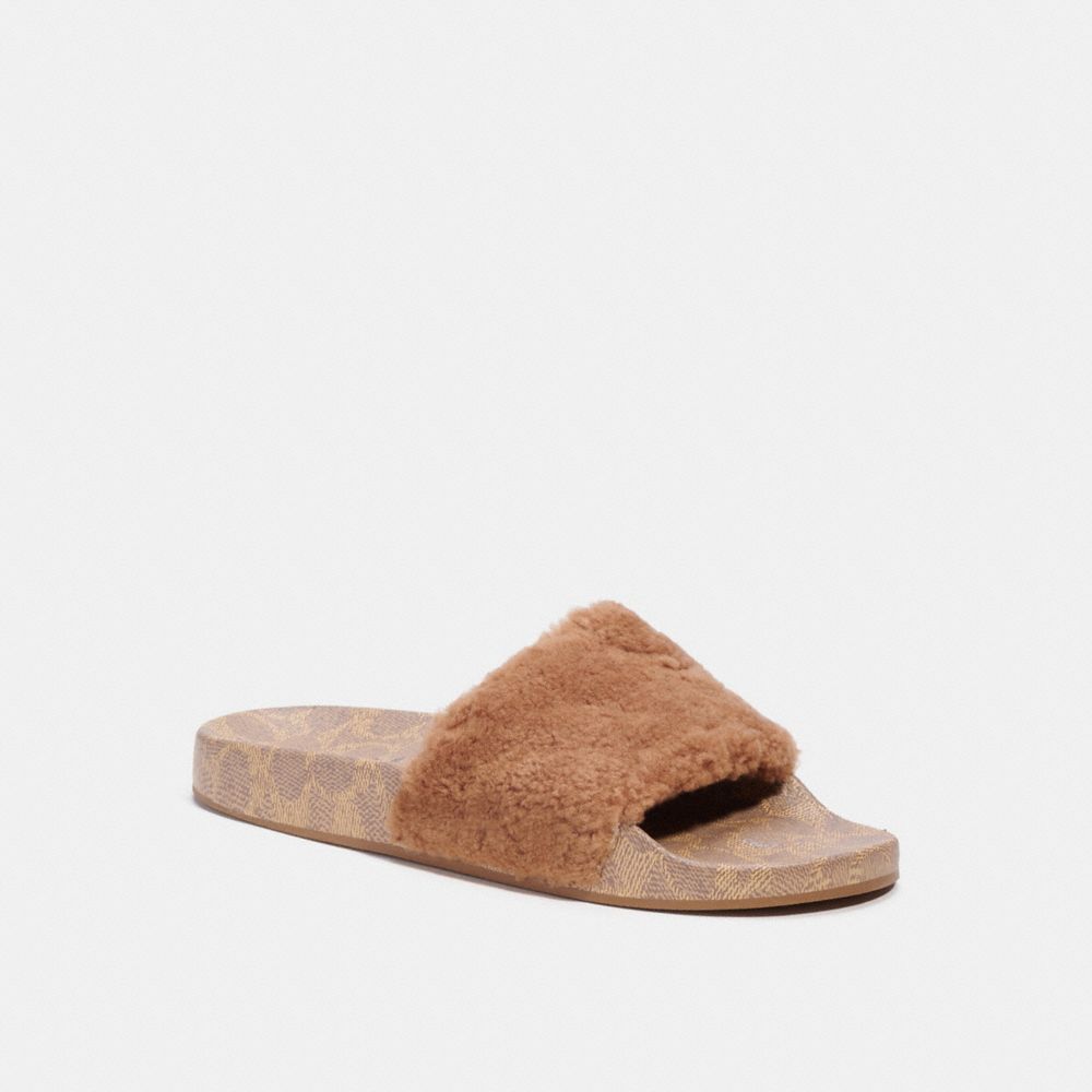 COACH C5973 Slide With Shearling NATURAL/TAN