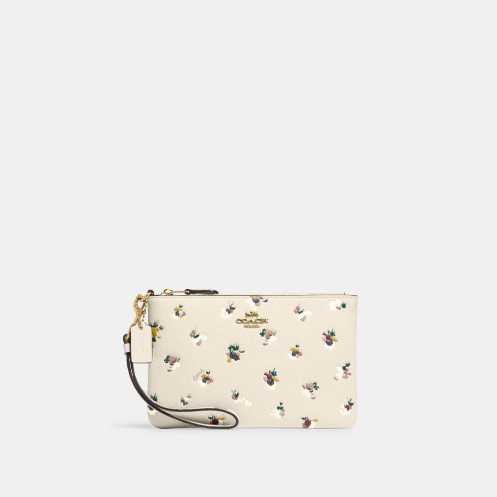 Small Wristlet With Floral Print - C5997 - BRASS/CHALK MULTI