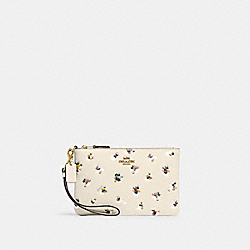 Small Wristlet With Floral Print - BRASS/CHALK MULTI - COACH C5997