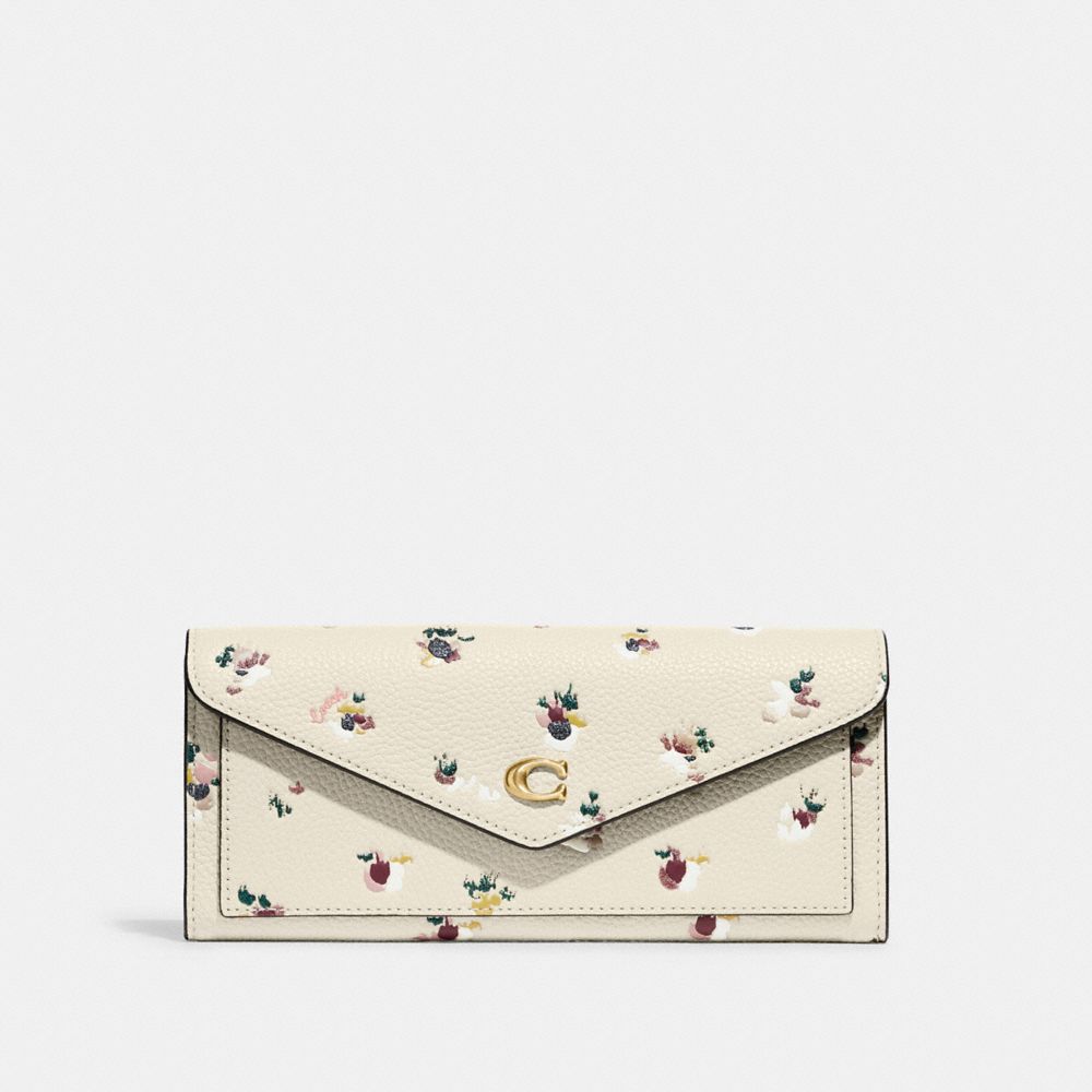 Wyn Soft Wallet With Paint Dab Floral Print - C5999 - Brass/Chalk Multi