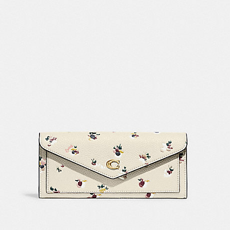 COACH C5999 Wyn Soft Wallet With Paint Dab Floral Print Brass/Chalk Multi