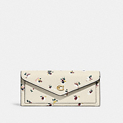 COACH C5999 Wyn Soft Wallet With Paint Dab Floral Print BRASS/CHALK MULTI