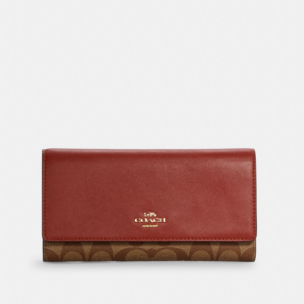 COACH C6003 - SLIM TRIFOLD WALLET IN SIGNATURE CANVAS IM/KHAKI MULTI