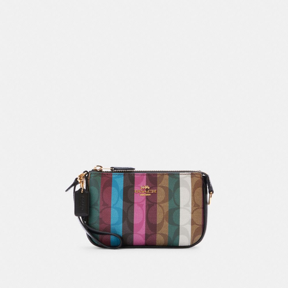 COACH Nolita 15 In Signature Canvas With Stripe Print - GOLD/KHAKI MULTI - C6021