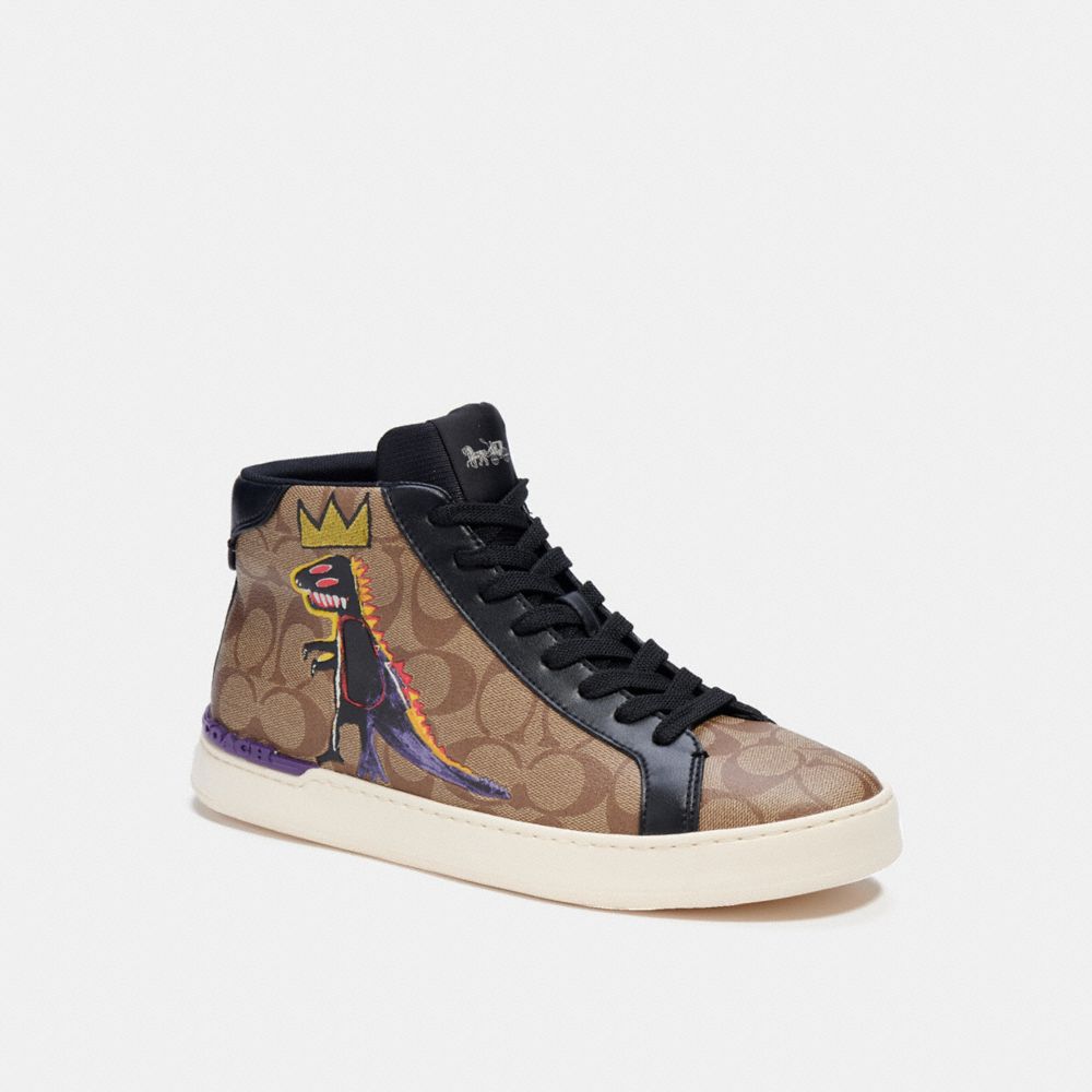 COACH C6028 Coach X Jean-michel Basquiat Clip High Top Sneaker KHAKI/BLACK