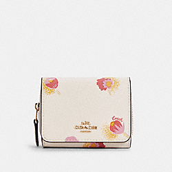 COACH C6041 Small Trifold Wallet With Pop Floral Print GOLD/CHALK MULTI