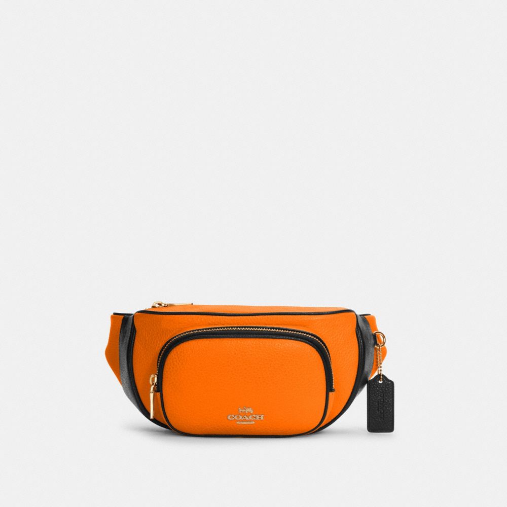 COACH C6077 Court Belt Bag In Colorblock IM/FLUORESCENT ORANGE