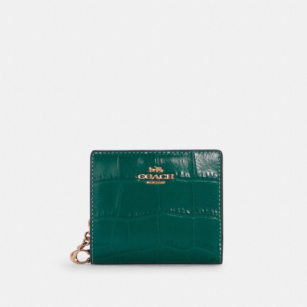 COACH C6092 Snap Wallet GOLD/BRIGHT JADE