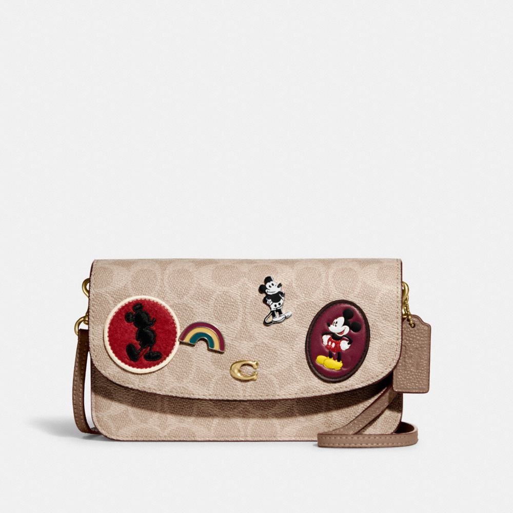 C6103 - Disney X Coach Hayden Foldover Crossbody In Signature Canvas With Patches Brass/Sand Taupe