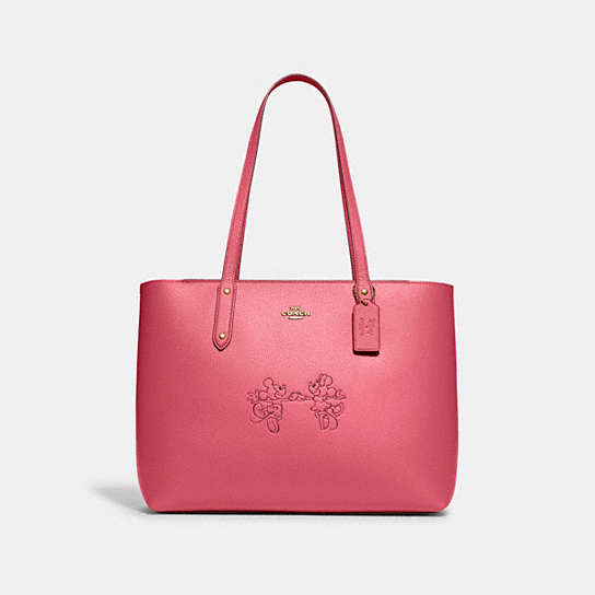 C6111 - Disney X Coach Central Tote With Zip With Mickey Mouse And Minnie Mouse Brass/WATERMELON