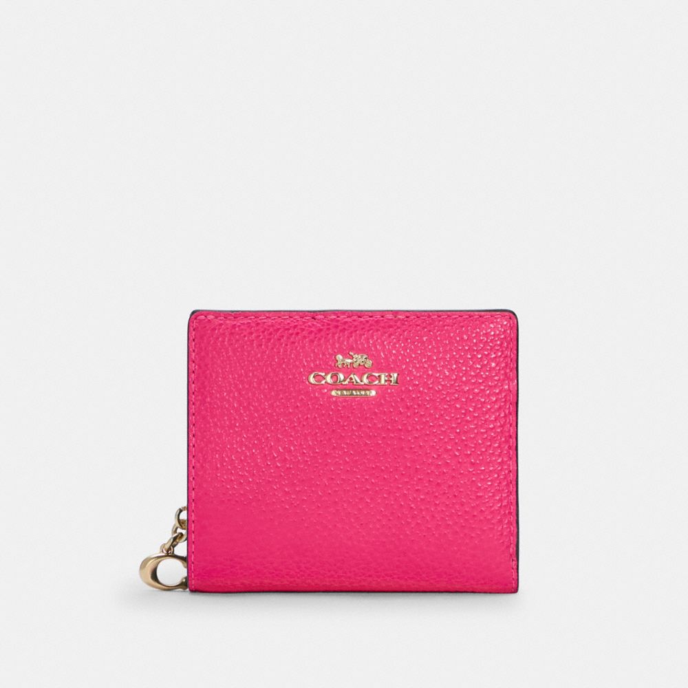 COACH C6126 SNAP WALLET IN COLORBLOCK IM/FLUORESCENT PINK