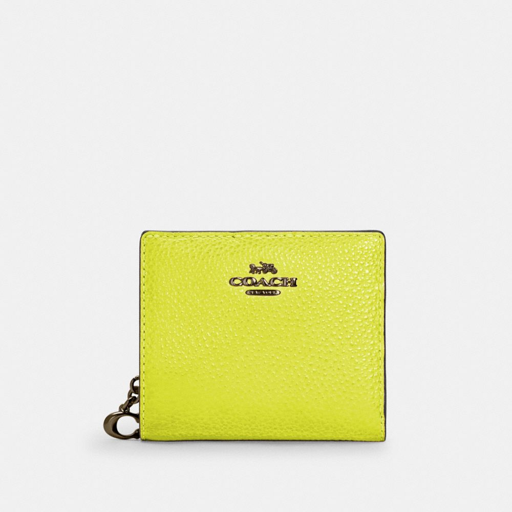 COACH C6126 SNAP WALLET IN COLORBLOCK QB/GLO LIME