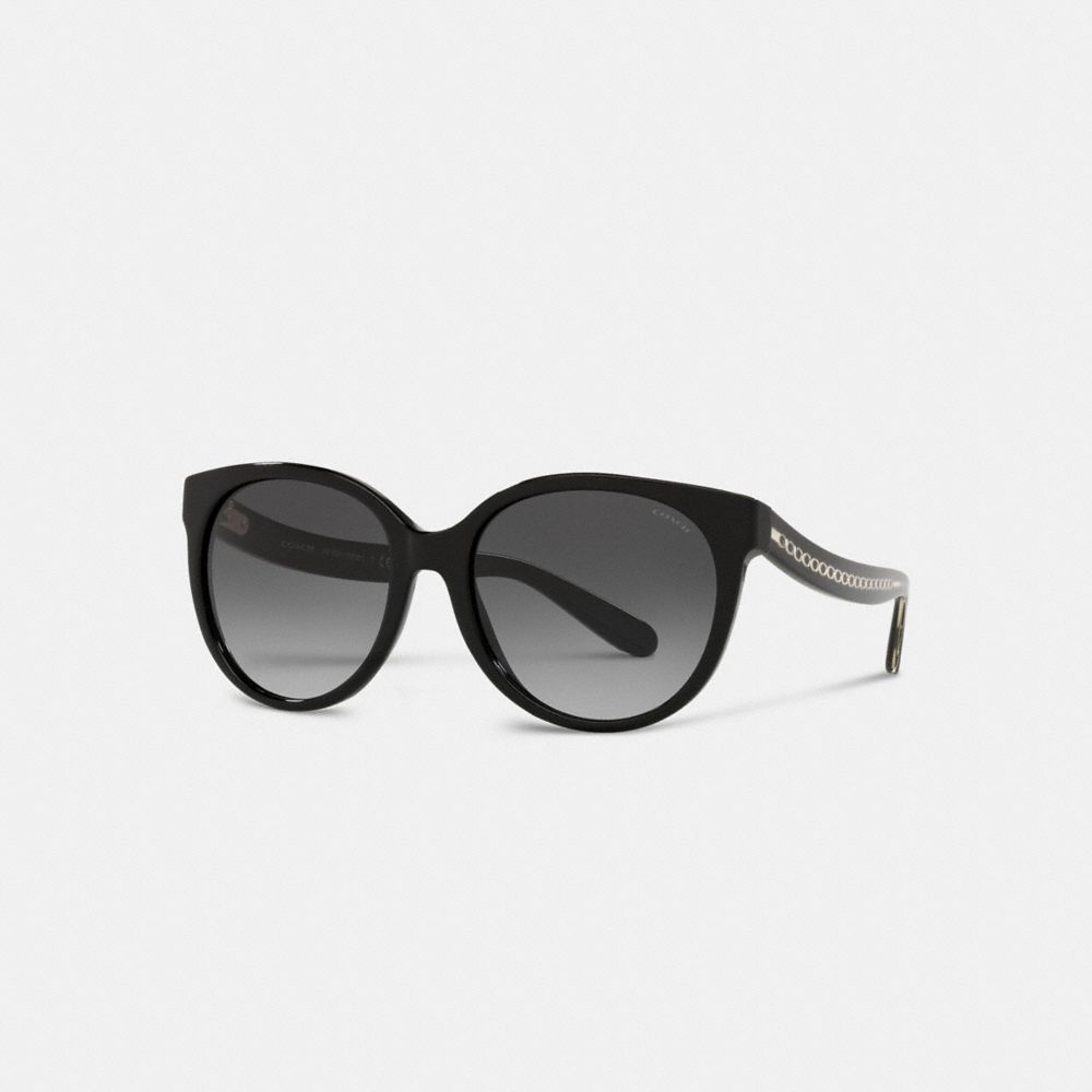 C6181 - Sculpted Signature Round Frame Sunglasses Black