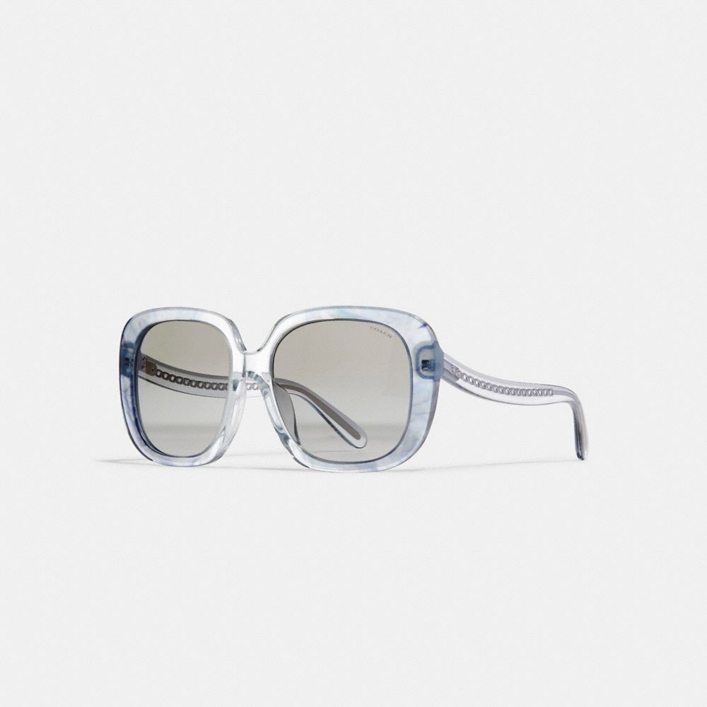 C6185 - Sculpted Signature Square Frame Sunglasses Transparent Pink