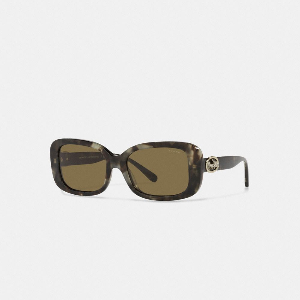 C6186 - Horse And Carriage Rectangle Sunglasses Green Tortoise