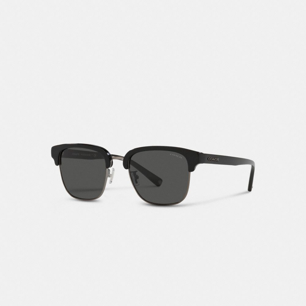 COACH C6194 Signature Workmark Retro Frame Sunglasses Black/Gunmetal