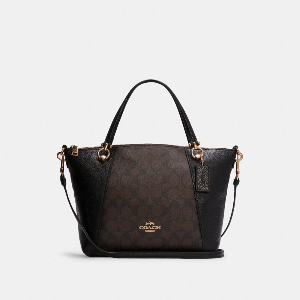 Kacey Satchel In Signature Canvas - C6230 - GOLD/BROWN BLACK