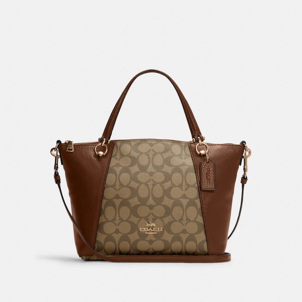 Kacey Satchel In Signature Canvas - C6230 - GOLD/KHAKI SADDLE