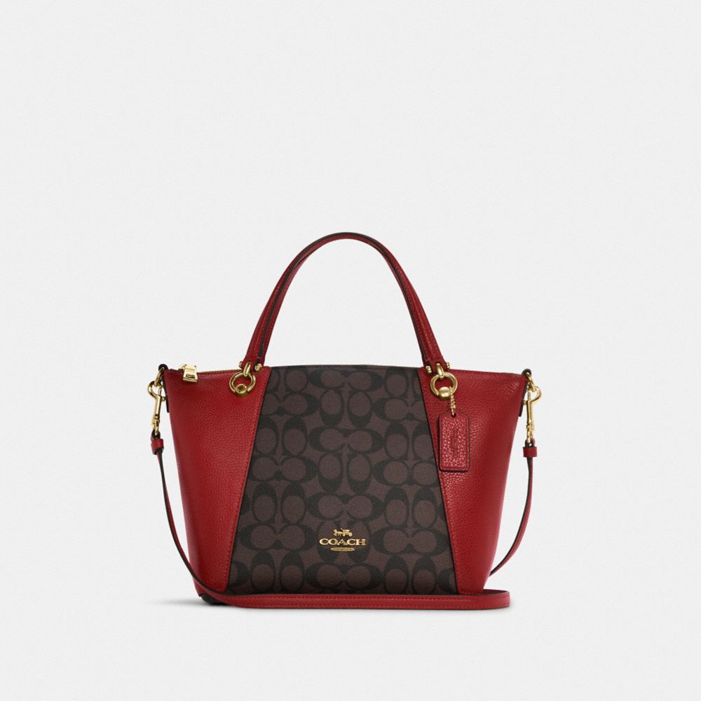 COACH C6230 Kacey Satchel In Signature Canvas GOLD/BROWN-1941-RED