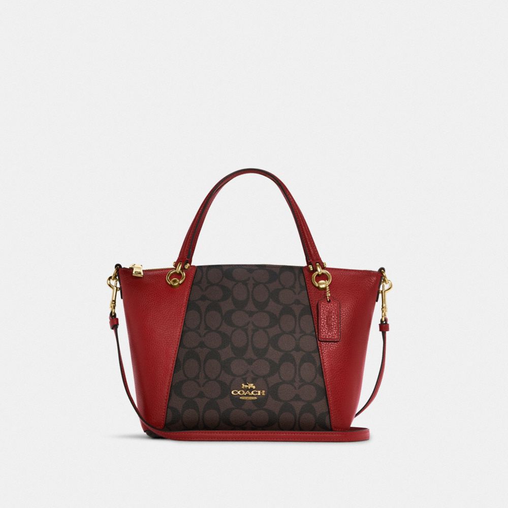 COACH Kacey Satchel In Signature Canvas - GOLD/BROWN 1941 RED - C6230