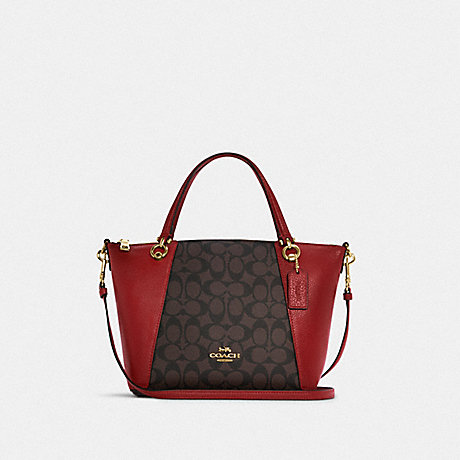 COACH Kacey Satchel In Signature Canvas - GOLD/BROWN 1941 RED - C6230
