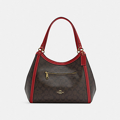 COACH C6232 Kristy Shoulder Bag In Signature Canvas Gold/Brown-1941-Red