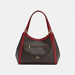 Kristy Shoulder Bag In Signature Canvas - C6232 - Gold/Brown 1941 Red