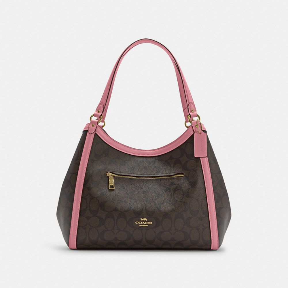 COACH C6232 Kristy Shoulder Bag In Signature Canvas GOLD/BROWN SHELL PINK