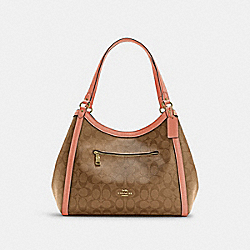 Kristy Shoulder Bag In Signature Canvas - C6232 - Im/Khaki/Light Coral