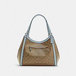 Kristy Shoulder Bag In Signature Canvas - C6232 - SV/KHAKI/POWDER BLUE