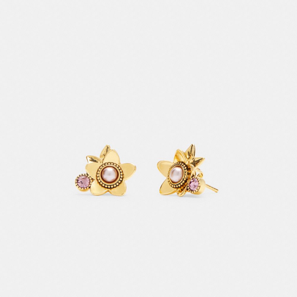 COACH WILDFLOWER STUD EARRINGS - GOLD. - C6298